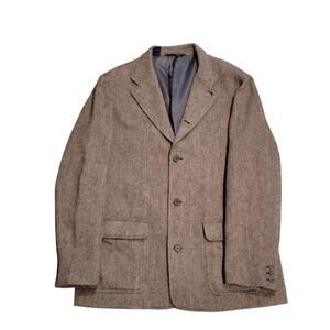 VTG Abercrombie & Fitch Harris Tweed Sport Coat Blazer Wool Men's Sz XL Brown